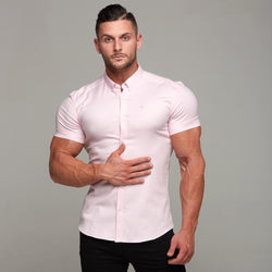 Father Sons Super Slim Stretch Classic Oxford Pink Short Sleeve - FS305