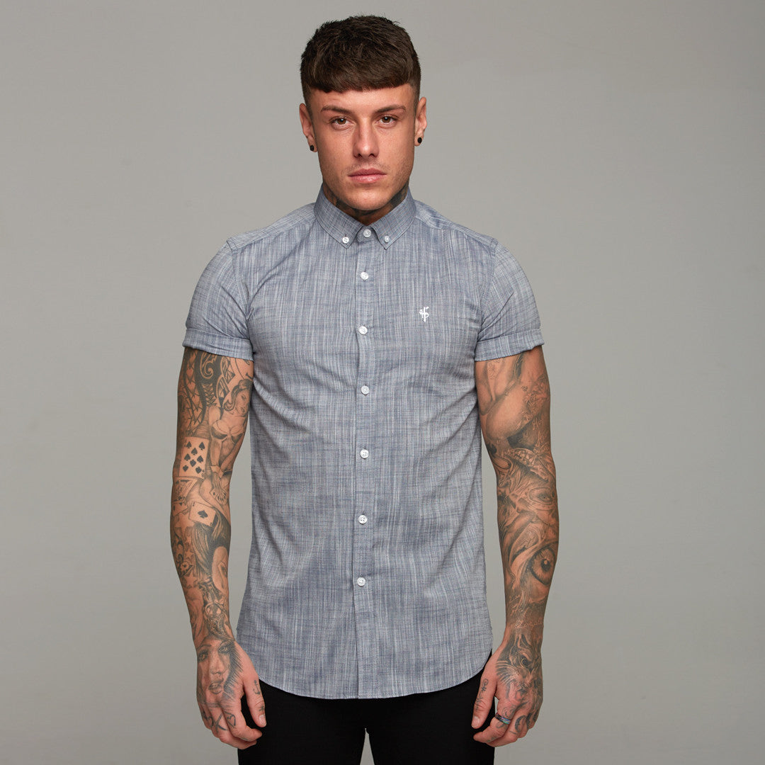 Classic Blue/Grey Slub Short Sleeve - FS281 (LAST CHANCE)