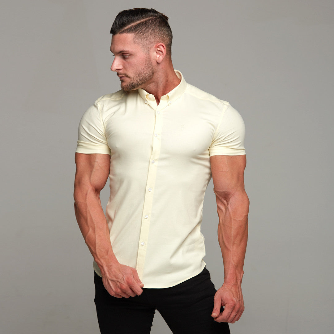 Super Slim Stretch Classic Oxford Lemon Short Sleeve - FS315