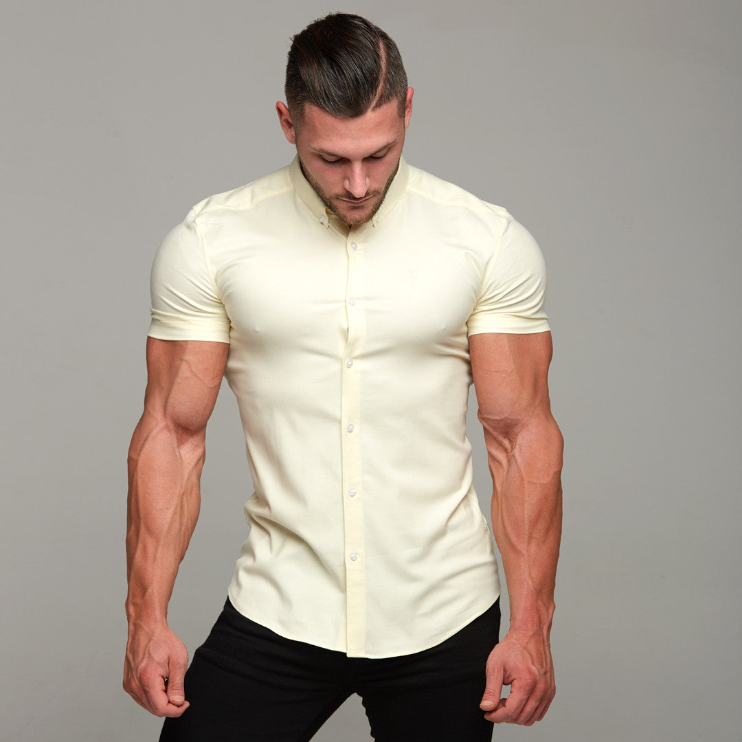 Super Slim Stretch Classic Oxford Lemon Short Sleeve - FS315