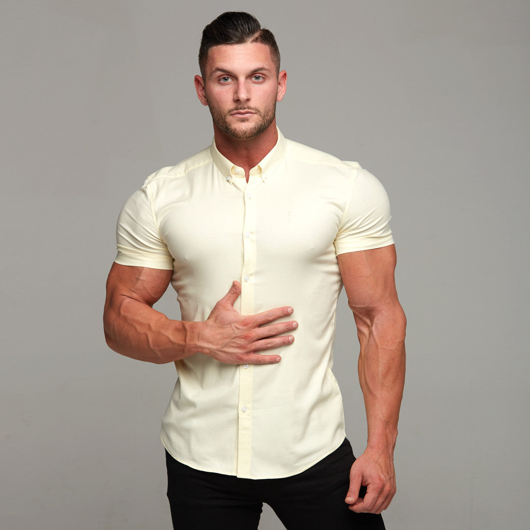 Super Slim Stretch Classic Oxford Lemon Short Sleeve - FS315