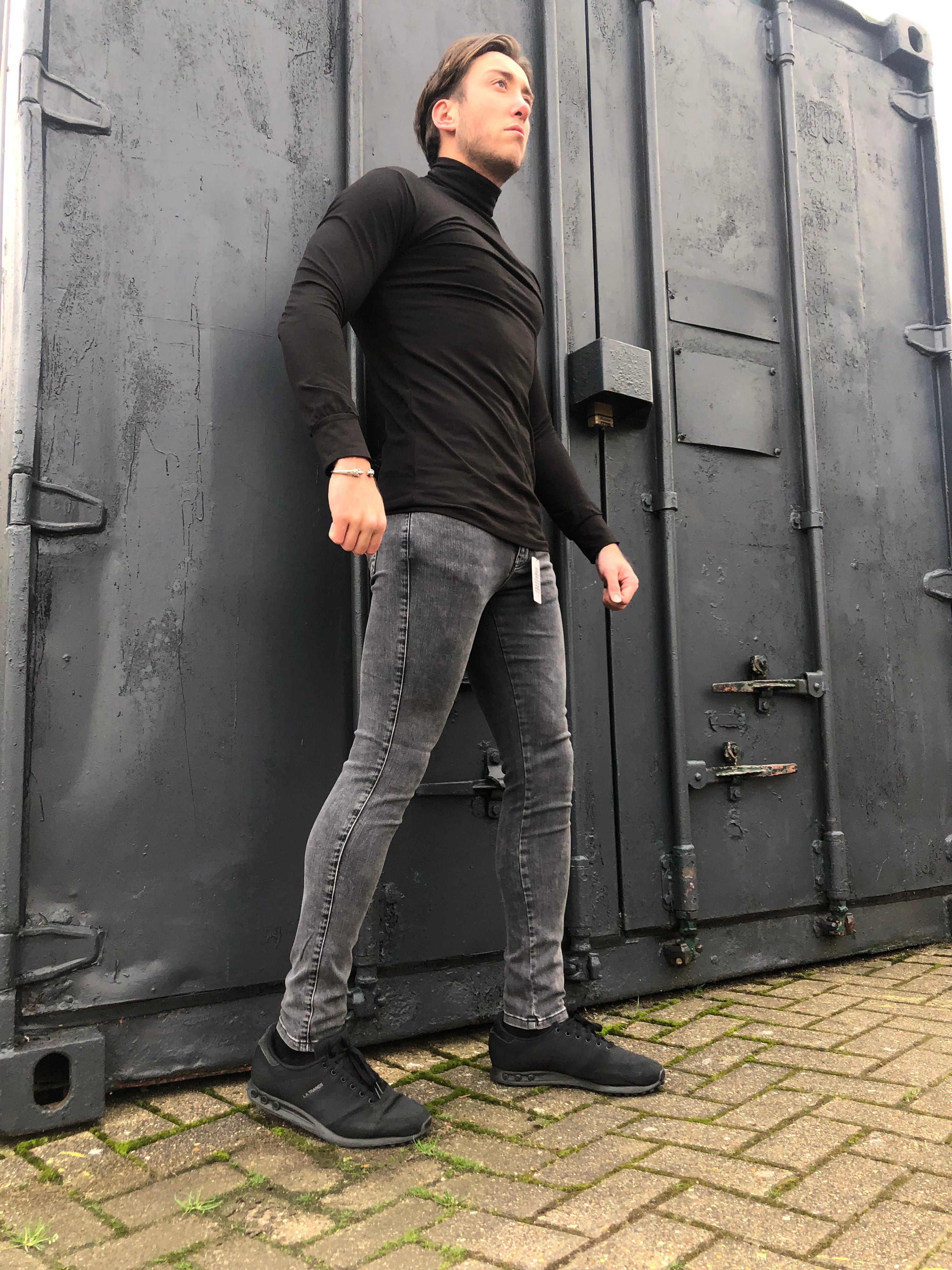 Slim Stretch Black Acid Wash Jeans - FSH301