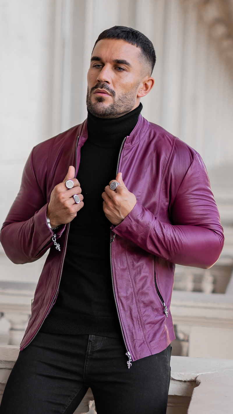 Father Sons Oxblood Lambs Leather Jacket - FSH257