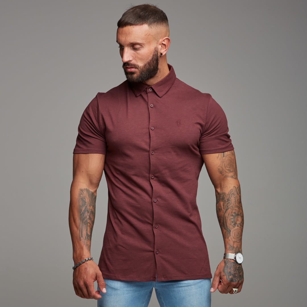 Burgundy Jersey Short Sleeve - FSH016 (LAST CHANCE)