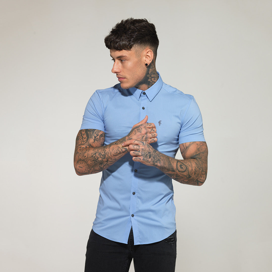 Super Slim Stretch Classic Light Blue Short Sleeve - FS179