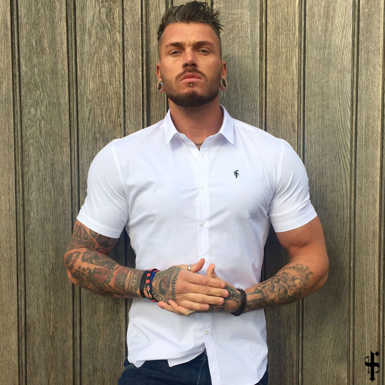 Super Slim Stretch Classic White Short Sleeve - FS126