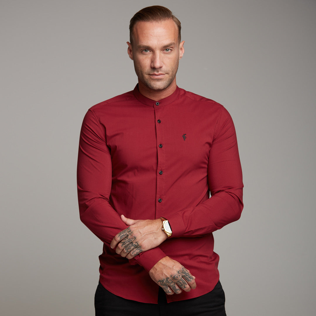 Super Slim Stretch Classic Oxblood Grandad Collar - FS294