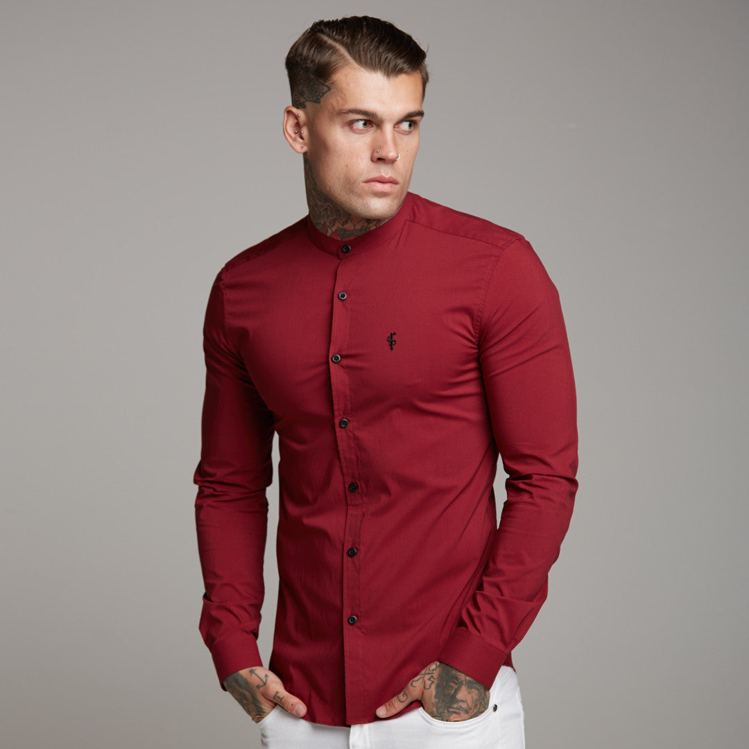 Super Slim Stretch Classic Oxblood Grandad Collar - FS294