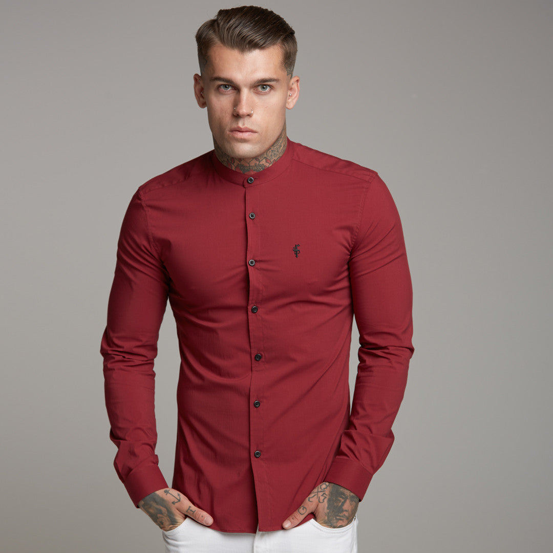 Super Slim Stretch Classic Oxblood Grandad Collar - FS294