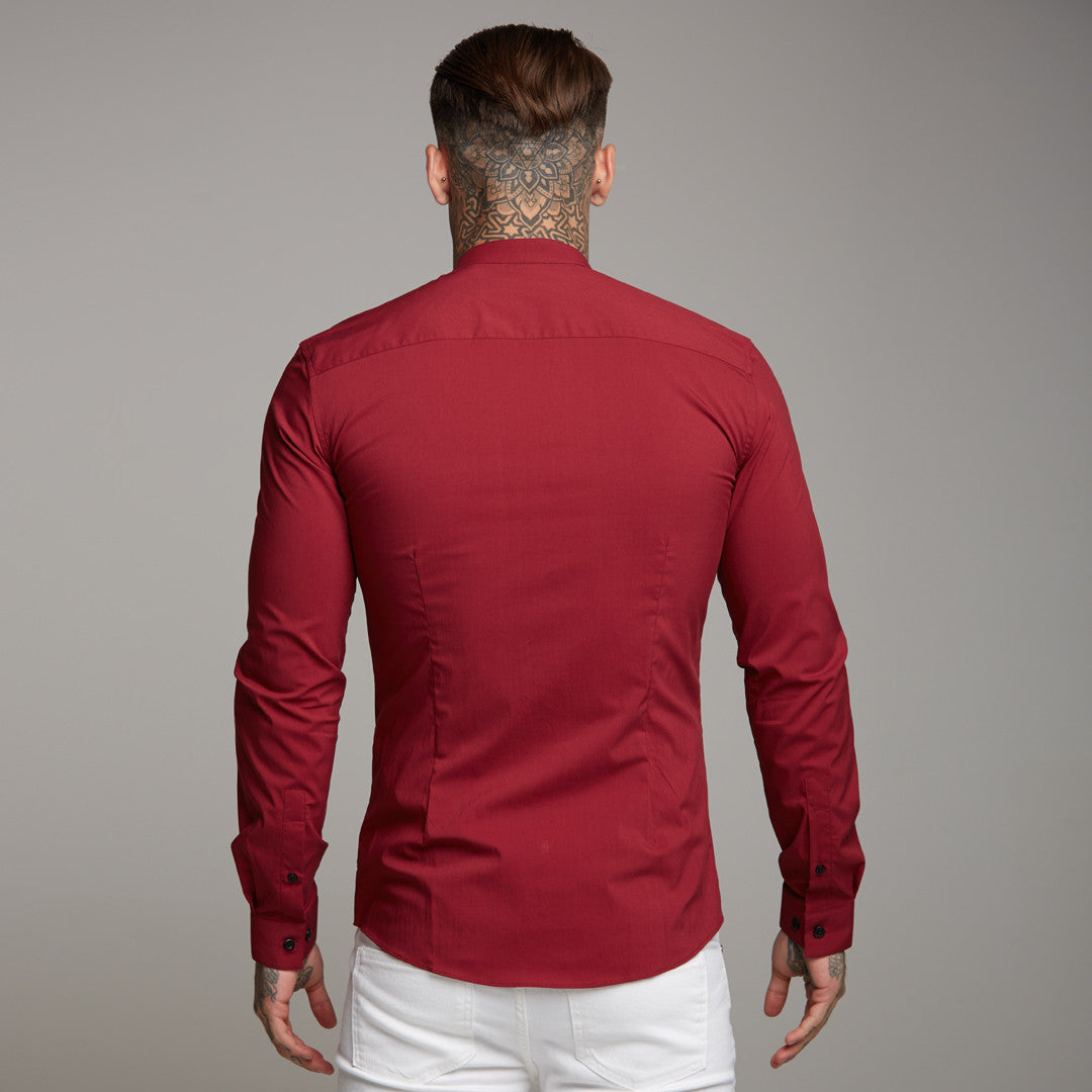 Super Slim Stretch Classic Oxblood Grandad Collar - FS294