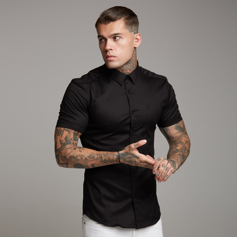 Father Sons Super Slim Luxe Ultra Stretch Classic Black Short Sleeve -  FS227