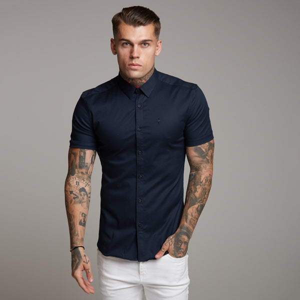 Father Sons Super Slim Luxe Ultra Stretch Classic Navy Short Sleeve -  FS330