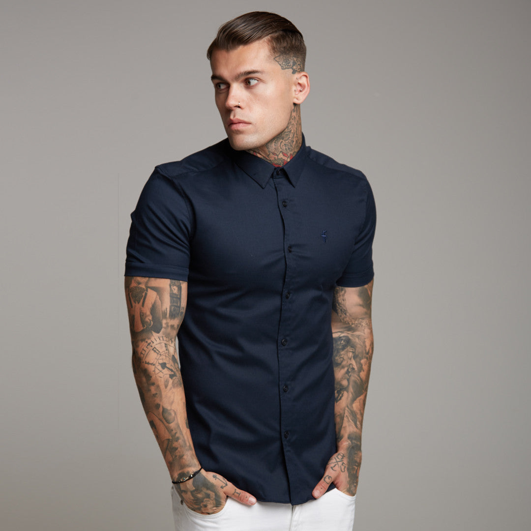 Super Slim Luxe Ultra Stretch Classic Navy Short Sleeve -  FS330