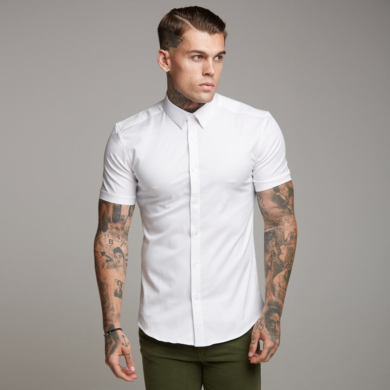 Father Sons Super Slim Luxe Ultra Stretch Classic White Short Sleeve 