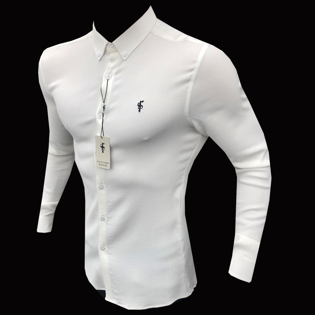 Super Slim Stretch Ribbed Cream Long Sleeve - FS440