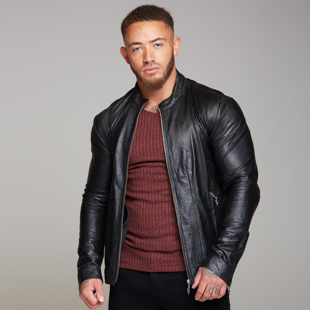 Father Sons Black Lambs Leather Jacket - FSH163