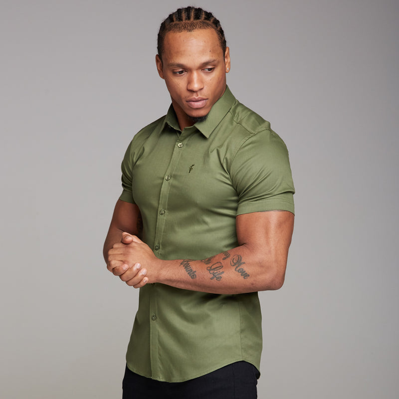Father Sons Super Slim Luxe Ultra Stretch Classic Khaki Short Sleeve -  FS338