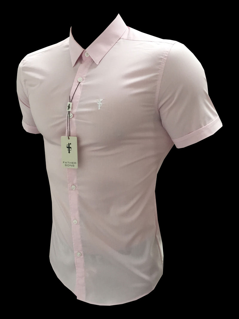 Father Sons Super Slim Stretch Classic Pink Short Sleeve - FS184