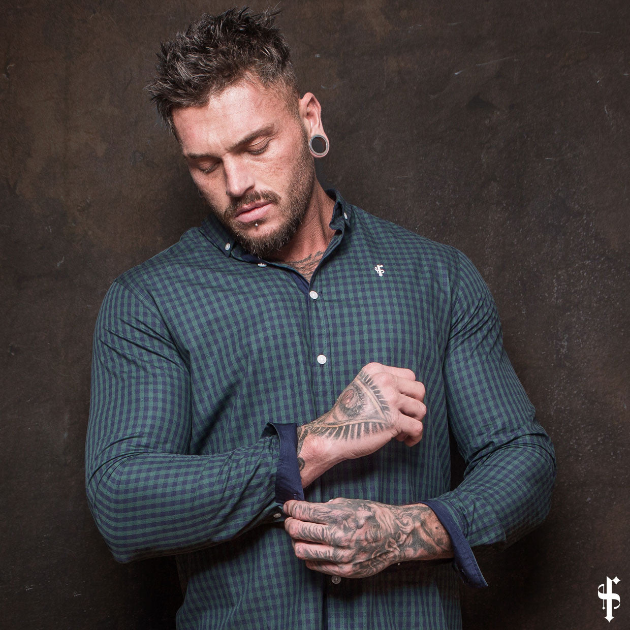 Green & Navy Tartan Long Sleeve - FS083 (LAST CHANCE)