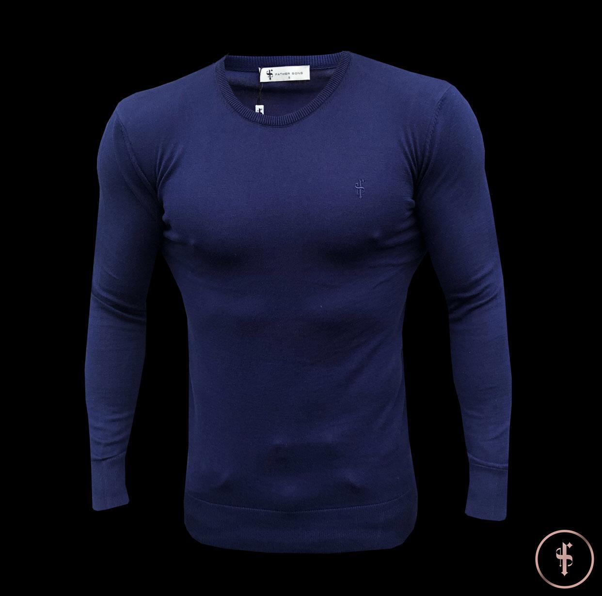 Classic Navy Crew Neck Knitted Jumper (Navy Emblem) - FSH365