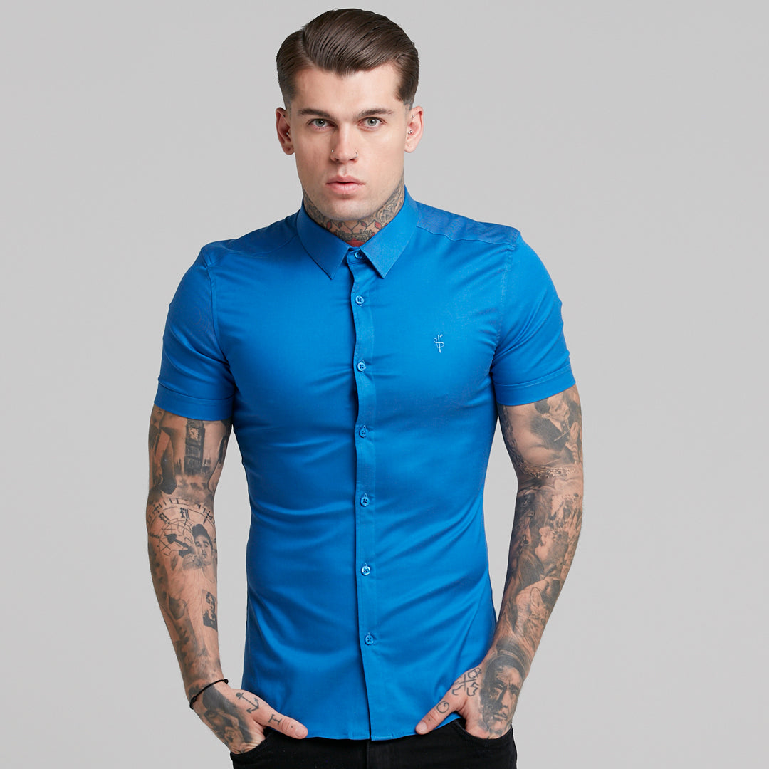 Super Slim Luxe Ultra Stretch Mid Blue Short Sleeve -  FS384