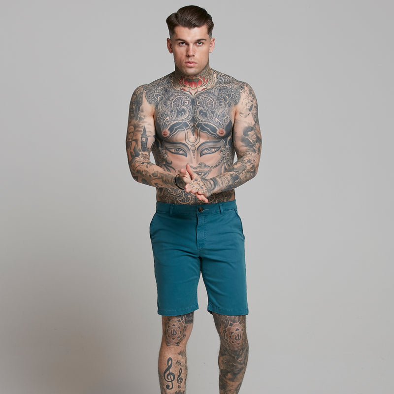 Father Sons Slim Fit Teal Chino Shorts - FSH315