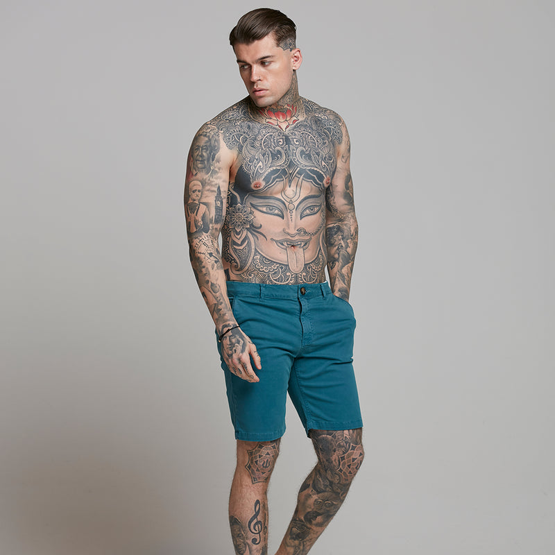 Father Sons Slim Fit Teal Chino Shorts - FSH315