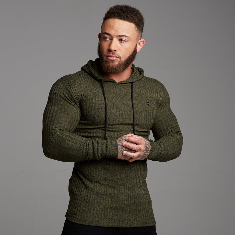 Father Sons Classic Khaki Ribbed Knit Hoodie Jumper - FSH221