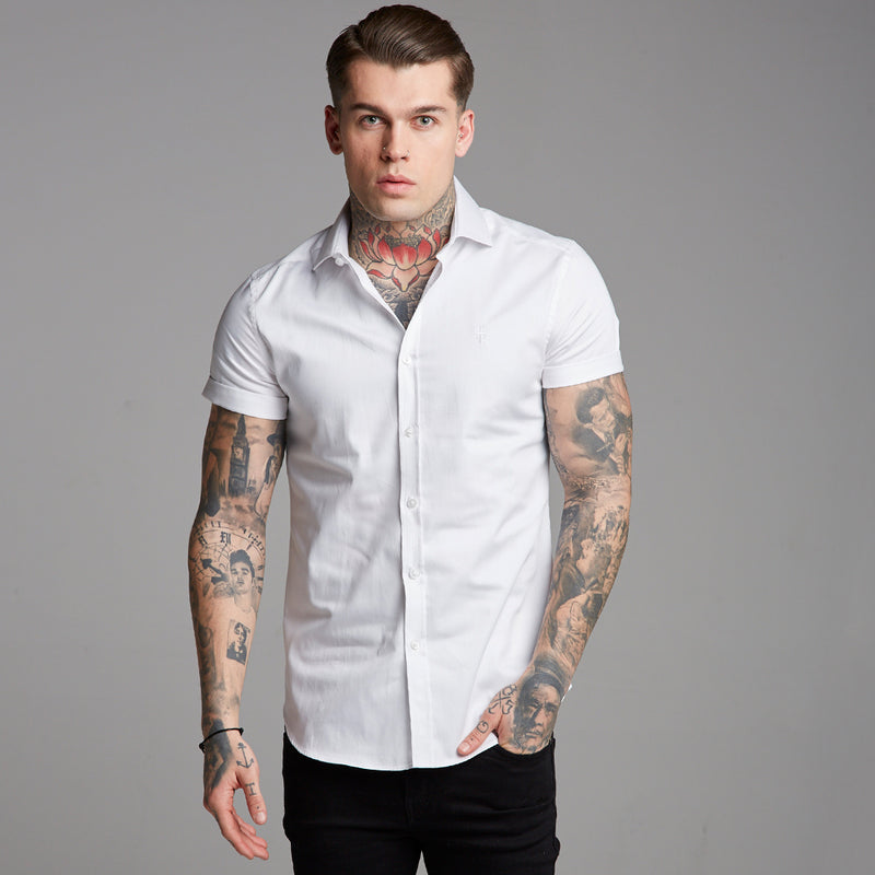Father Sons Classic White Luxe Egyptian Cotton Short Sleeve - FS379