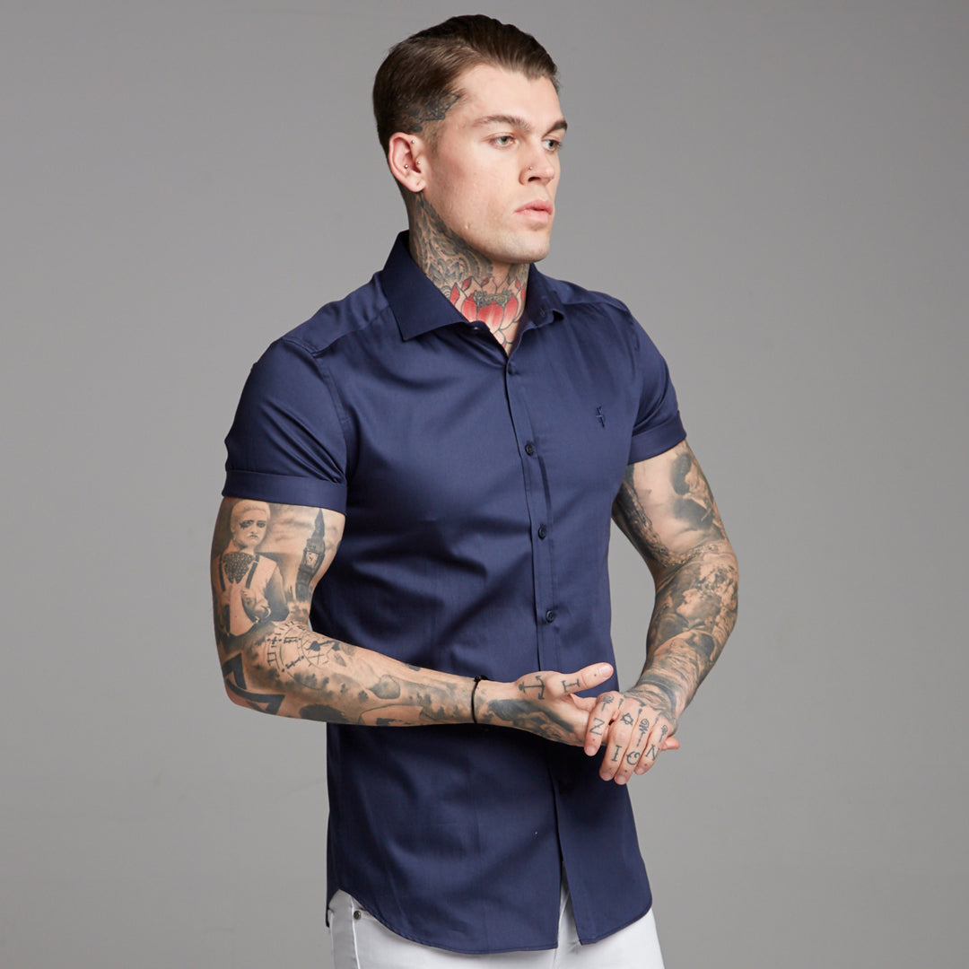 Classic Navy Luxe Egyptian Cotton Short Sleeve - FS374 (LAST CHANCE)