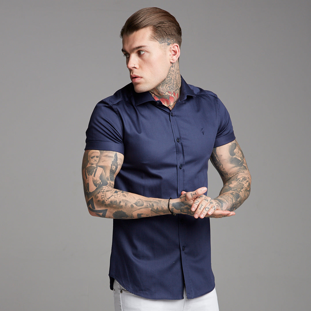 Classic Navy Luxe Egyptian Cotton Short Sleeve - FS374 (LAST CHANCE)