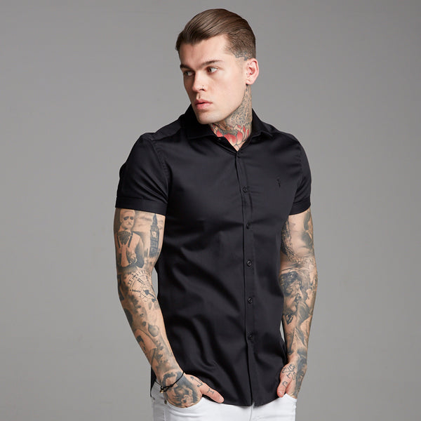 Father Sons Classic Black Luxe Egyptian Cotton Short Sleeve - FS378