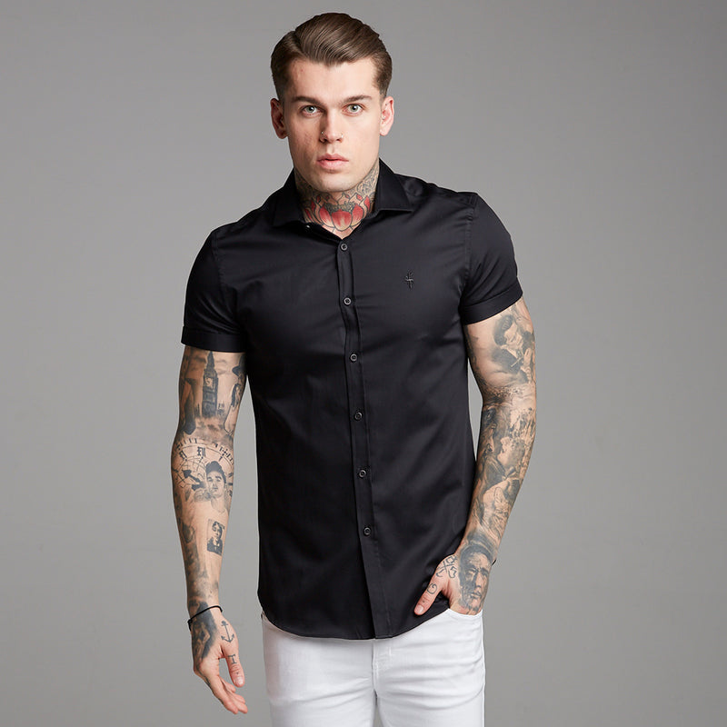 Father Sons Classic Black Luxe Egyptian Cotton Short Sleeve - FS378