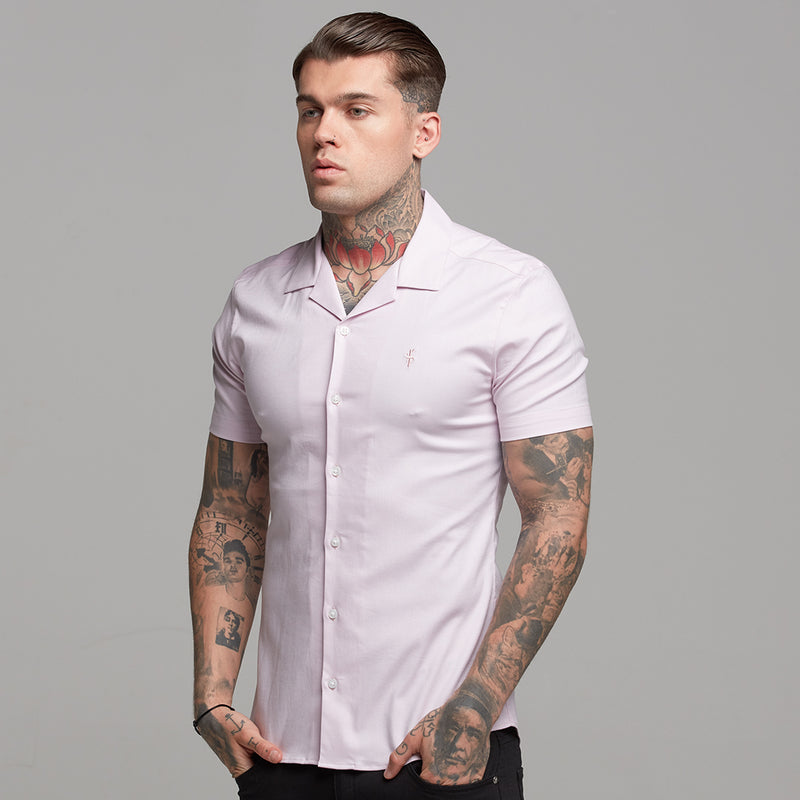 Father Sons Super Slim Stretch Revere Classic Pink Oxford Short Sleeve - FS420