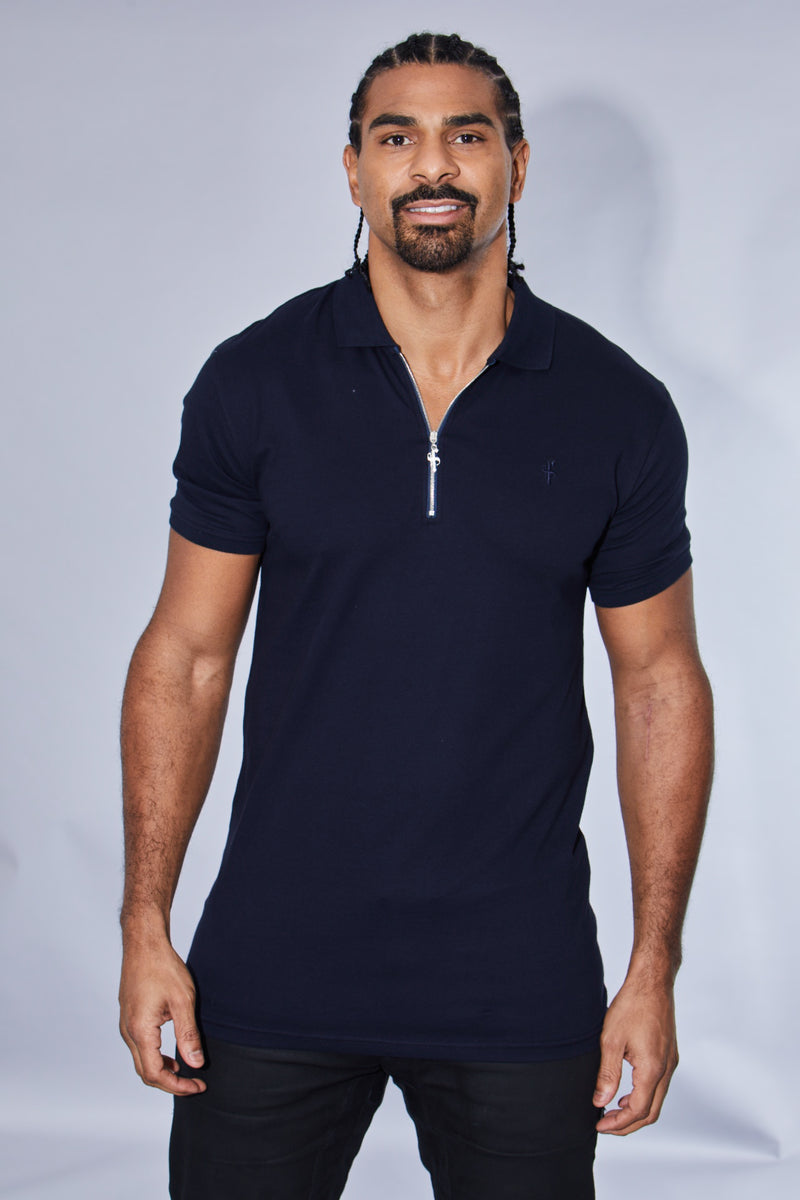 Father Sons Classic Navy Zipped Polo Shirt - FSH029