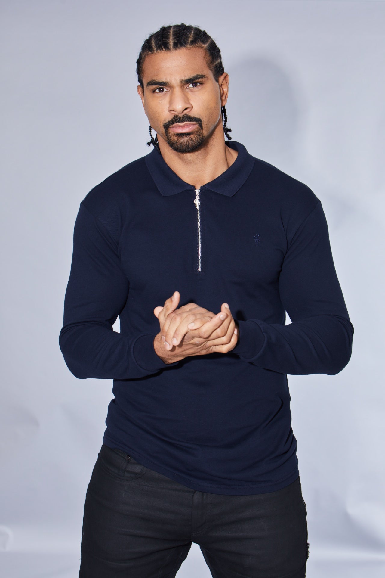 Classic Navy Zipped Polo Long Sleeve Shirt - FSH024