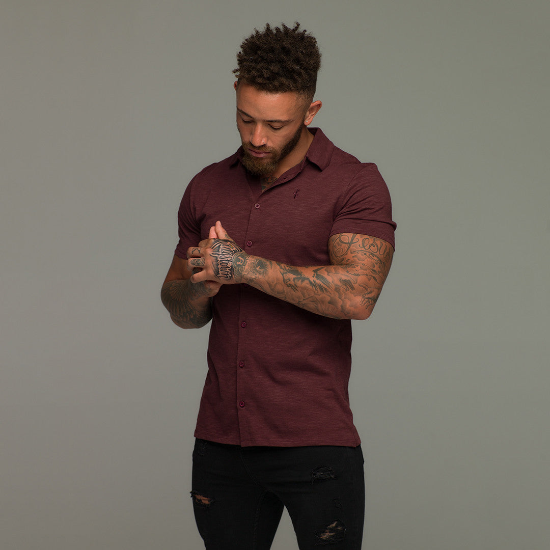 Burgundy Jersey Short Sleeve - FSH016 (LAST CHANCE)