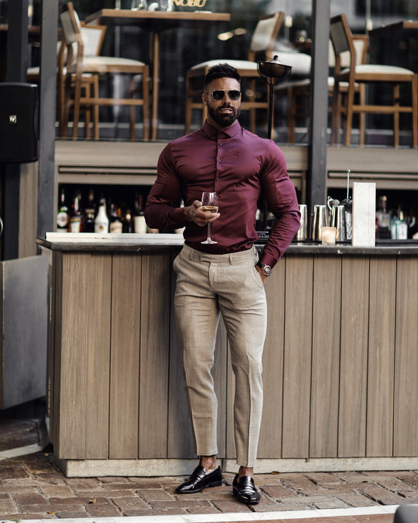 burgundy dress shirt what color pants Find the Right Pants for Your Burgundy Shirt