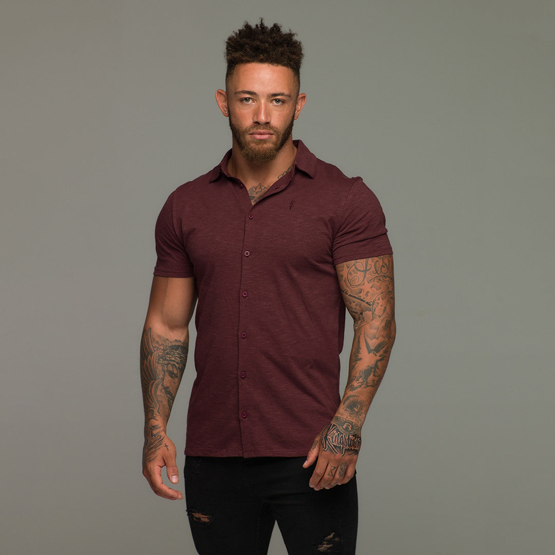 Burgundy Jersey Short Sleeve - FSH016 (LAST CHANCE)