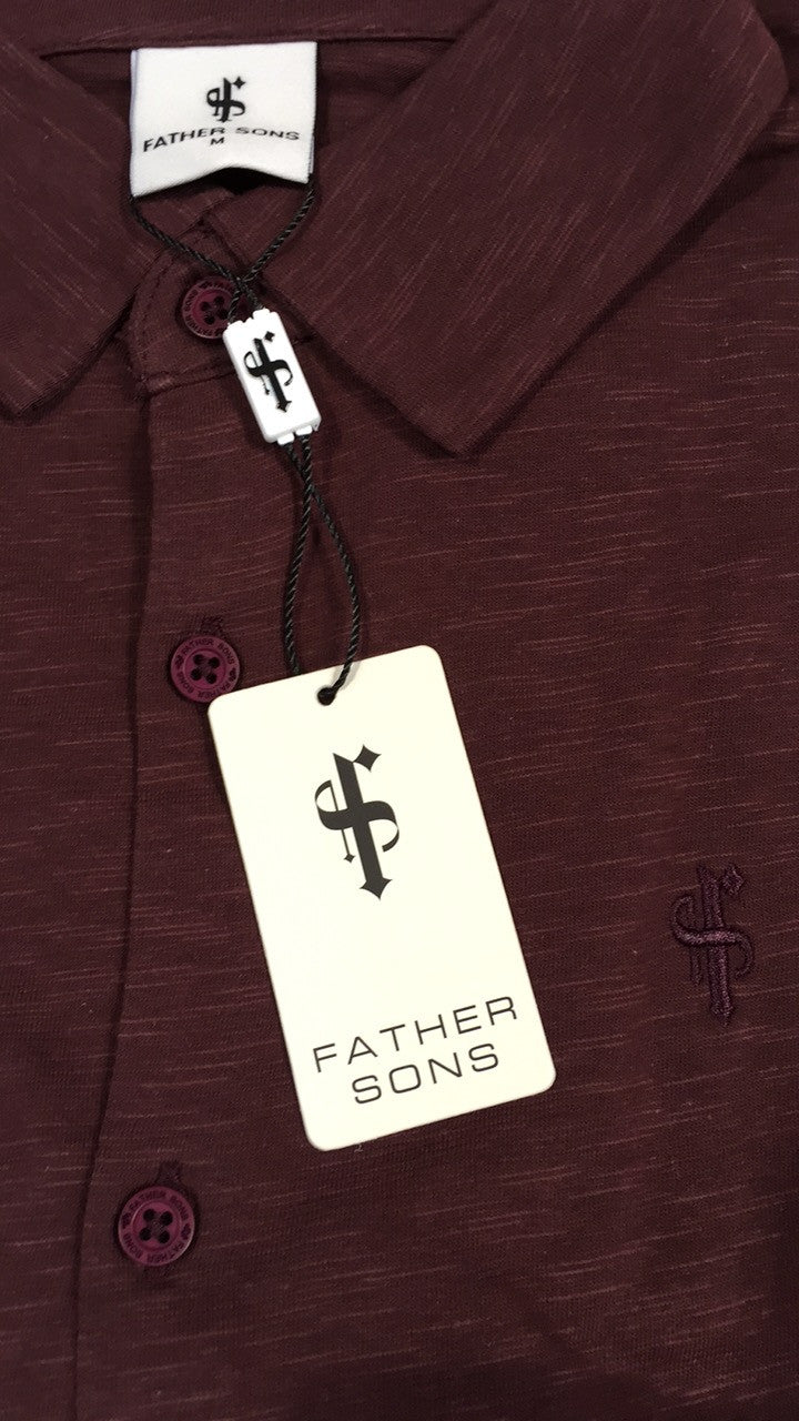 Father Sons Super Slim Burgundy Jersey Short Sleeve - FSH016 (LAST CHANCE)