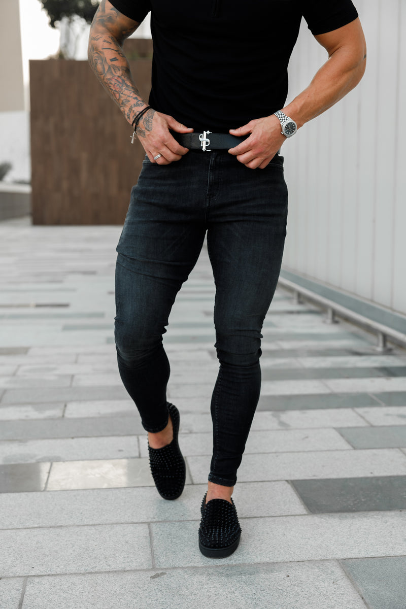 Slim Stretch Denim Trousers - Luxury Black