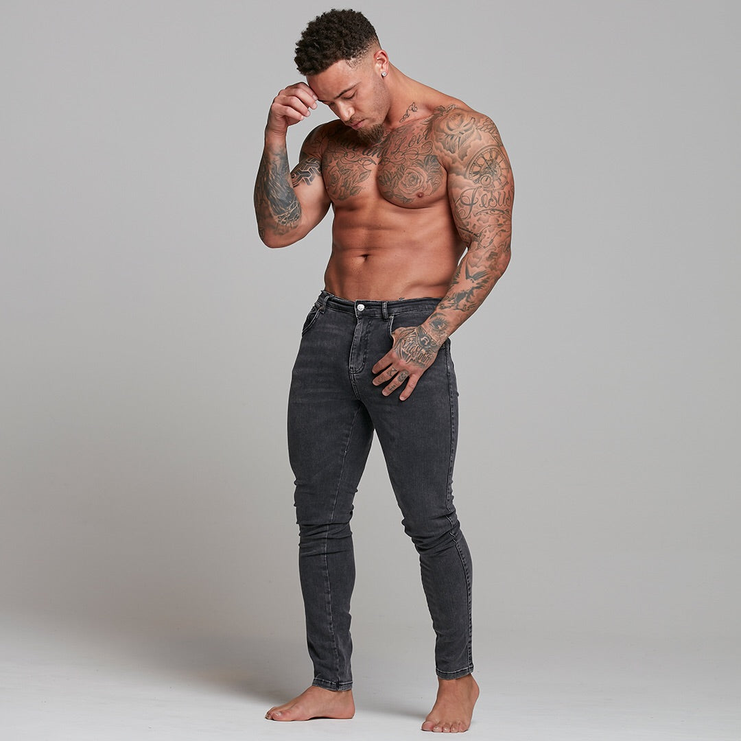 Slim Stretch Black Acid Wash Jeans - FSH301