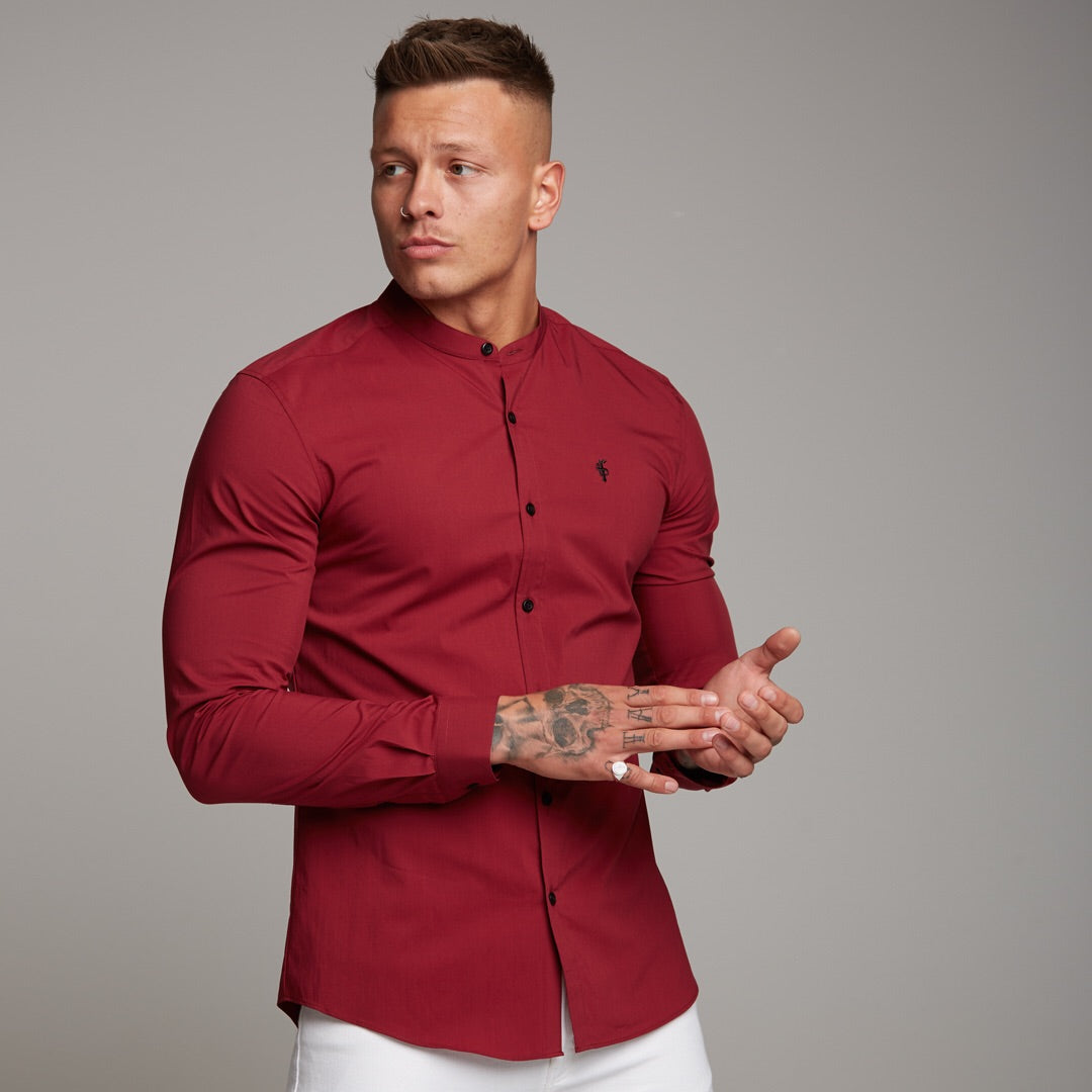 Super Slim Stretch Classic Oxblood Grandad Collar - FS294