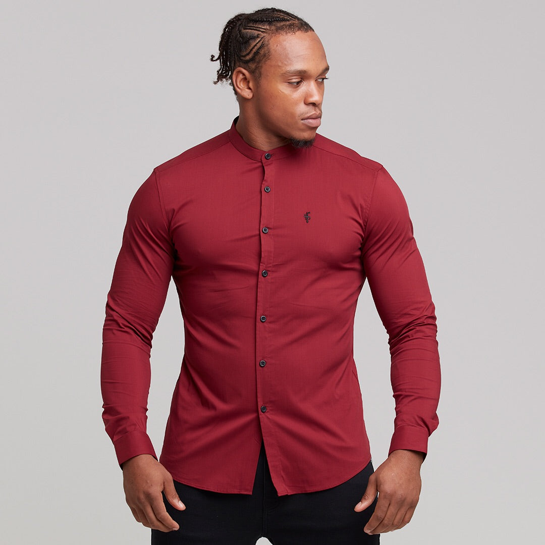 Super Slim Stretch Classic Oxblood Grandad Collar - FS294