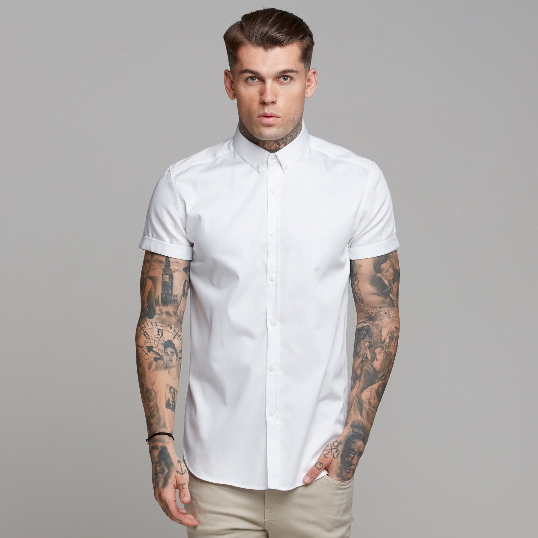 Classic White Luxe Egyptian Cotton Button Down Short Sleeve - FS494