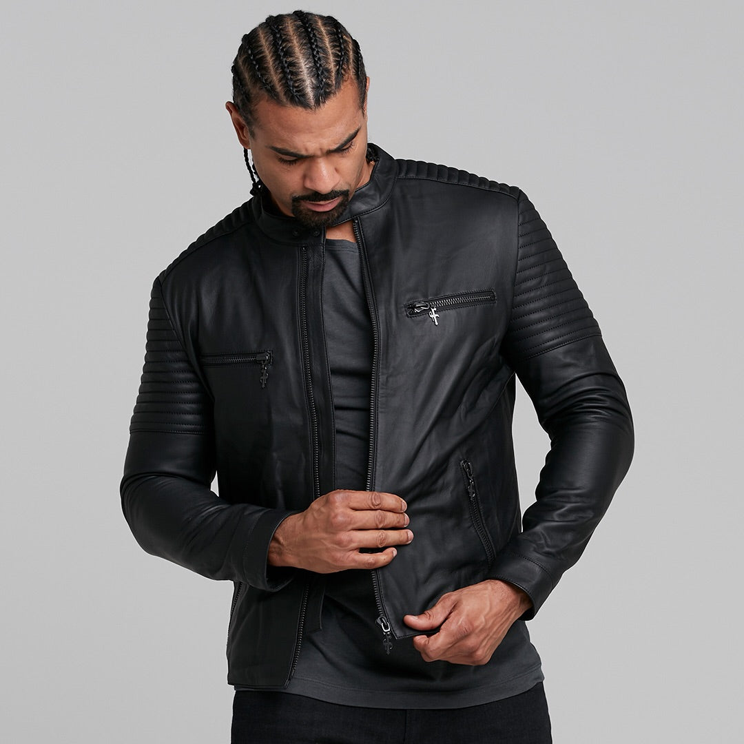 Black Bomber Leather Jacket - FSH198