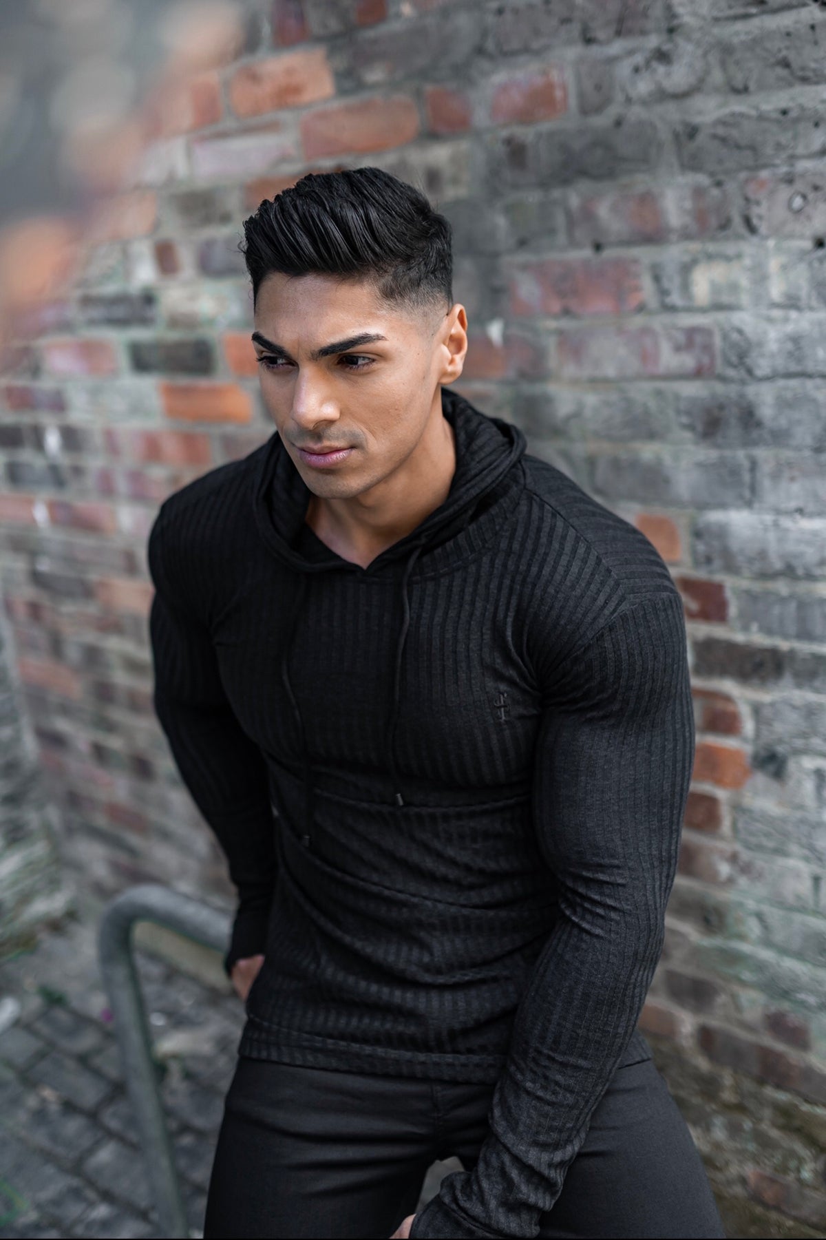Classic Ribbed Knit Hoodie Jumper - Emb