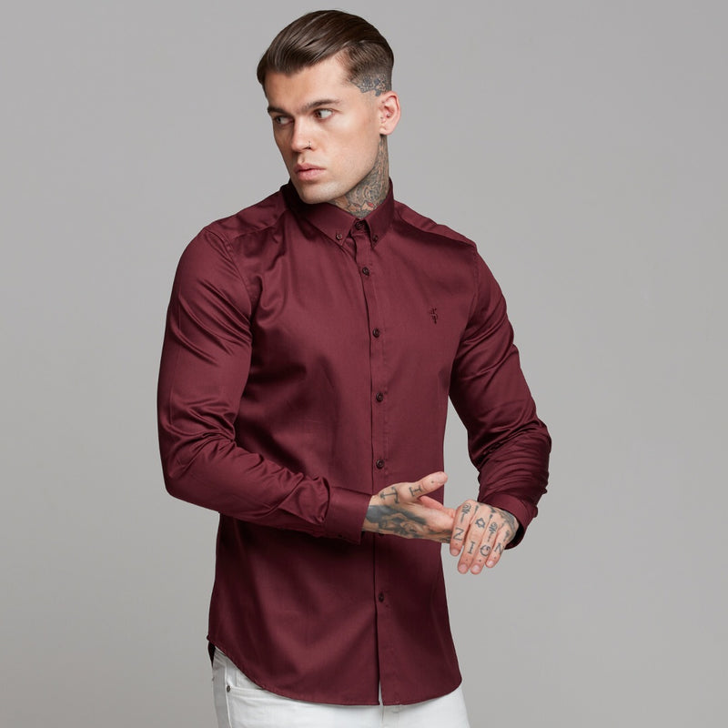 Father Sons Classic Burgundy Luxe Egyptian Cotton Button Down - FS497 (LAST CHANCE)
