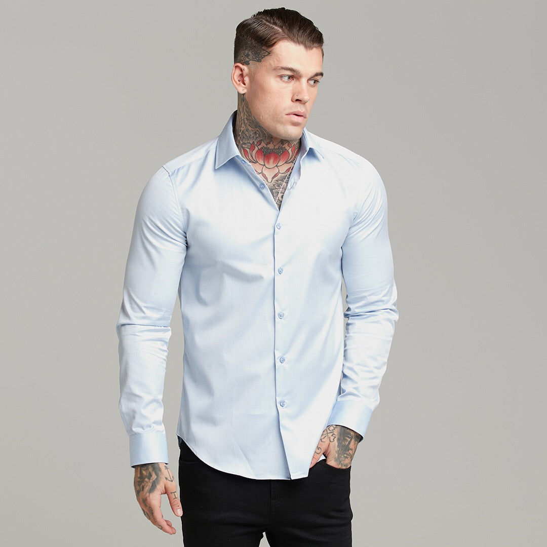Classic Light Blue Twill Cutaway Collar - FS601