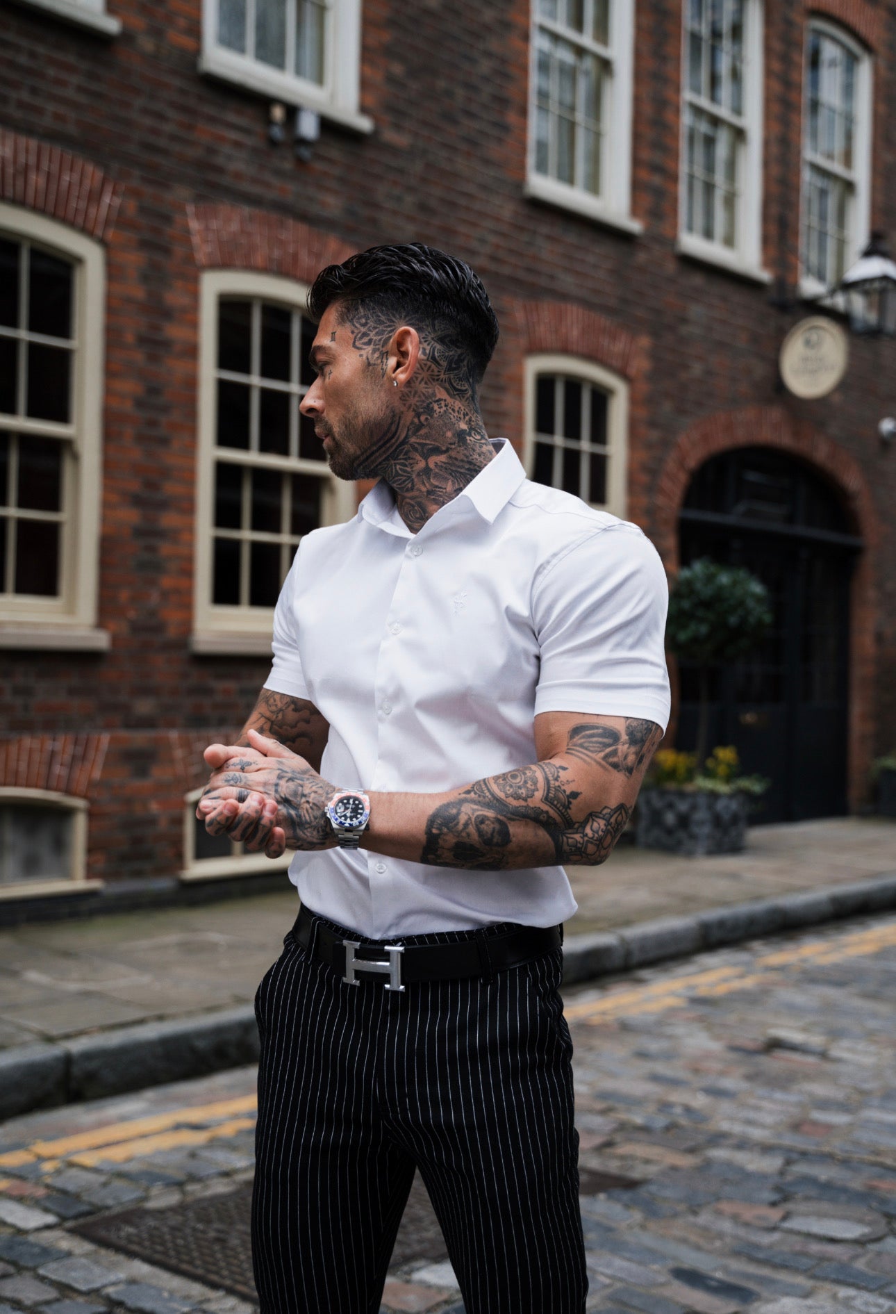 Slim Sateen Classic White with White Embroidery - FS395